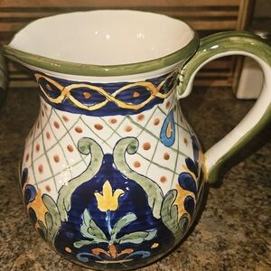 TERRANOVA Artisan Ceramic Pitcher with Floral Motif